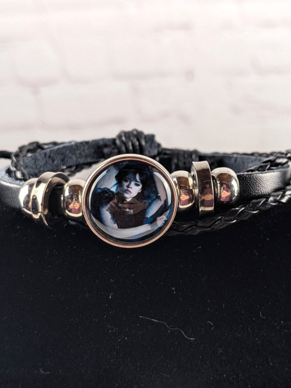 Wednesday Addams Black Leather Rope Bracelet
